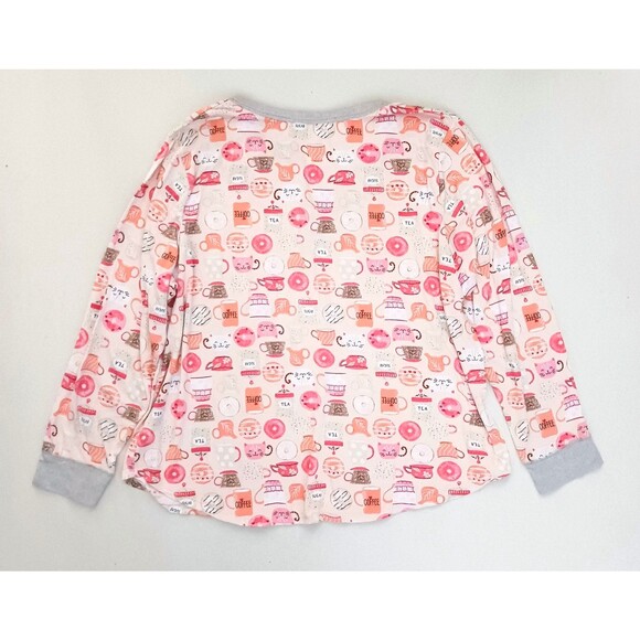 NEW Cuddl Duds Cozy L/S Pajama Set XXL Coffee Tea Donuts Kitty Jersey Print - Picture 8 of 12